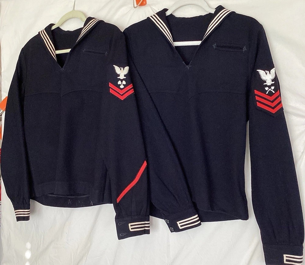 2 USN Navy Wool Cracker Jacker Uniforms 1st Class Engineering Aide & Machinists