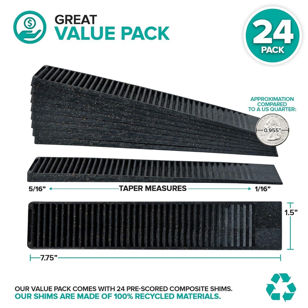 Composite Shims (24 Pack) - Hard for Home Improvement - Black