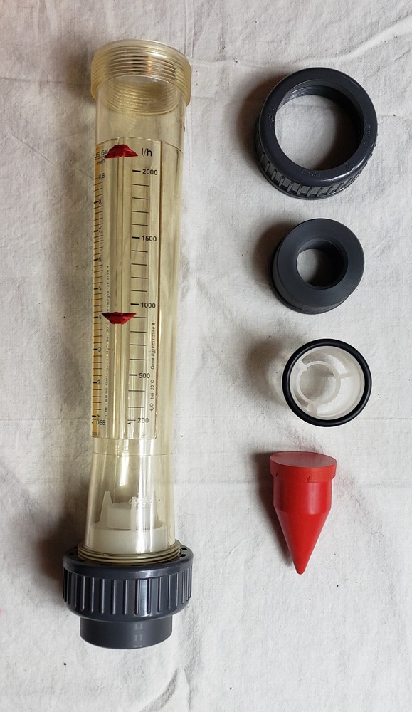 Flow Meter 200-2000 l/h, Conical Float, Variable Area , 16" long, 0.88-8.8 gpm