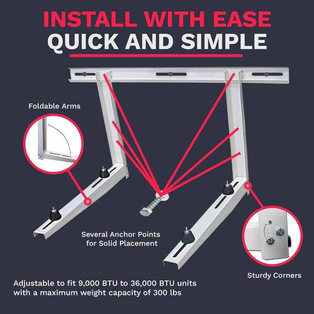 Universal Ductless Mini Split Wall Mount Bracket - Durable Steel Construction