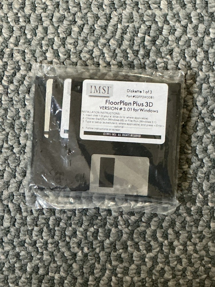 IMSI FloorPlan Plus 3D Garden Designer PC Software. CD’s & Floopy disk