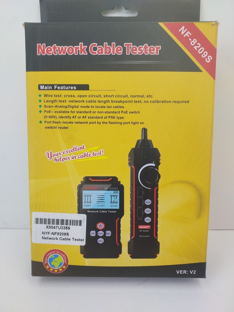 NF-8209S Network Cable Tester Digital POE Voltage Wire Tracker Measure Length