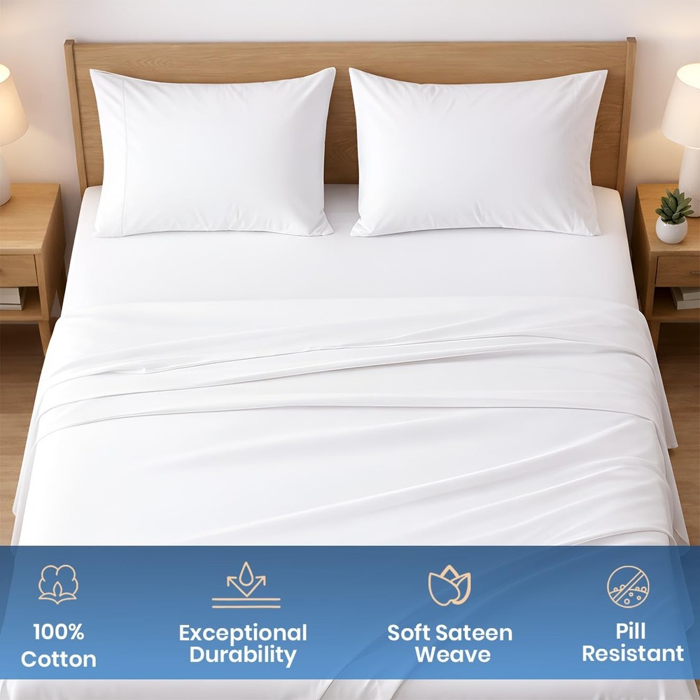 800 Thread Count Egyptian Cotton Sheets Queen Size – Luxury Soft & Cooling Be...