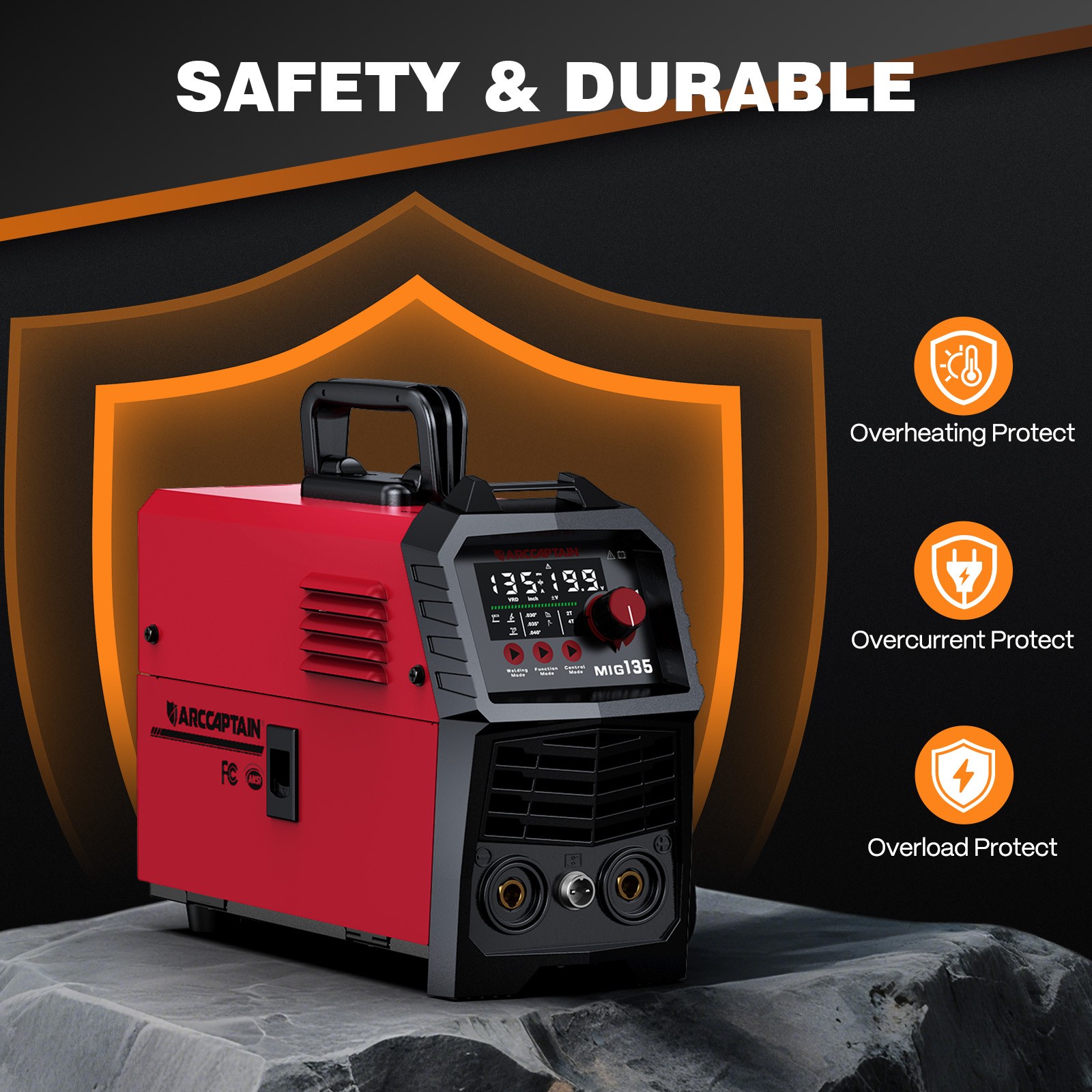 ARCCAPTAIN 135A MIG Welder Large LED Display Welder Flux Core MIG Lift TIG Stick