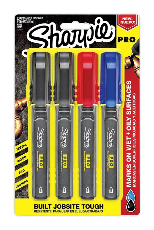 Sharpie PRO Fine Point Permanent Marker Assorted Colors, 4-Count