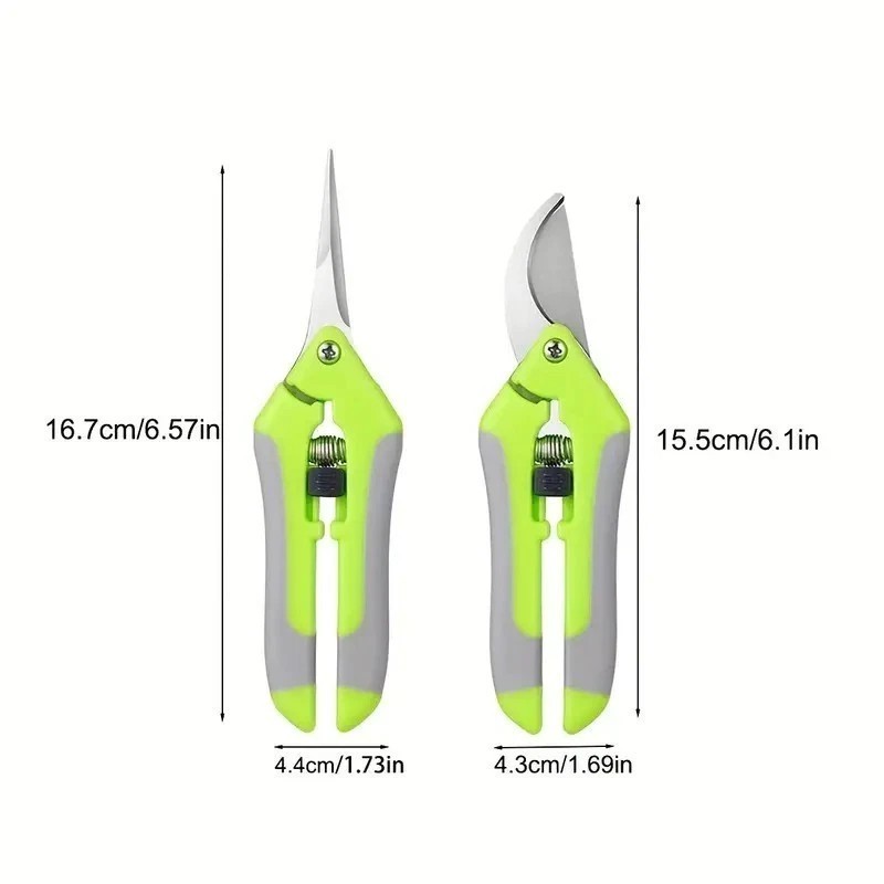 2pcs Green Garden Shears Curved Garden Shears Straight Gardening Pruning Shear