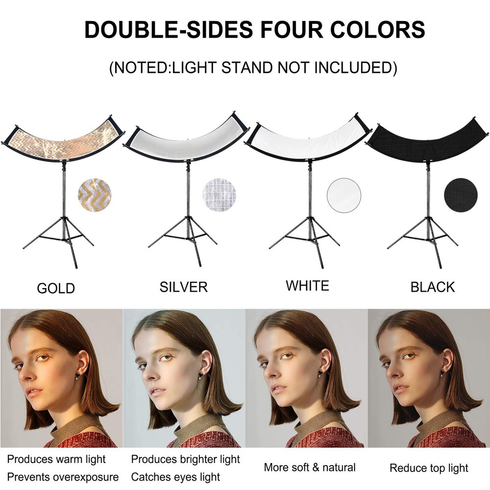 Clamshell Light Reflector/Diffuser,67"x24" Curved Photography Lighting Reflec...
