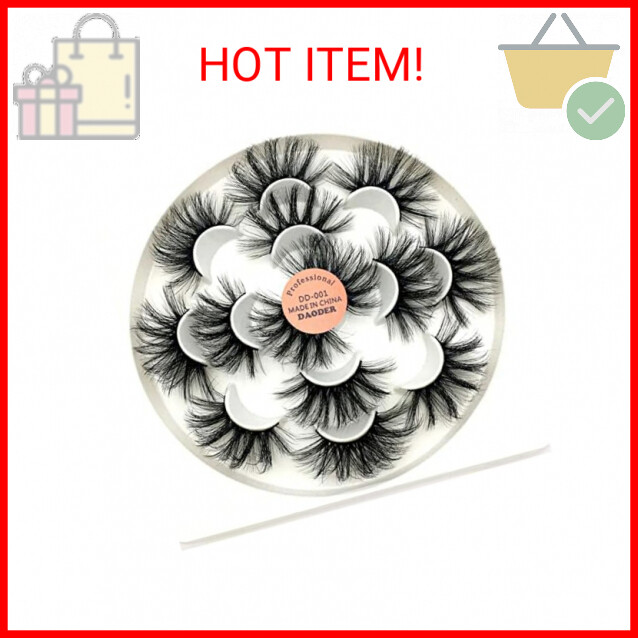 DAODER False Eyelashes 25mm Lashes Wispy Long 8D Mink Lashes Dramatic Volume Flu