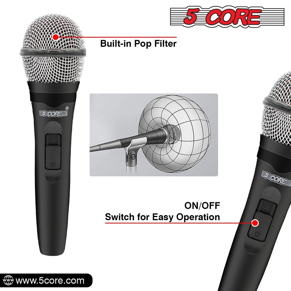 5Core Premium Vocal Dynamic Cardioid Handheld Microphone Unidirectional Mic
