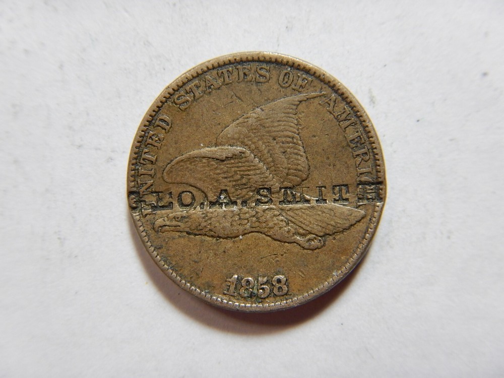 Flying eagle cent/penny 1858 counterstamp Geo. A. Smith
