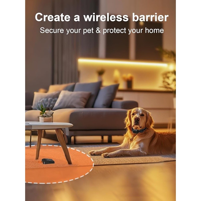 Wireless Pet Barrier Transmitter Adjustable Range Rechargeable Training Device