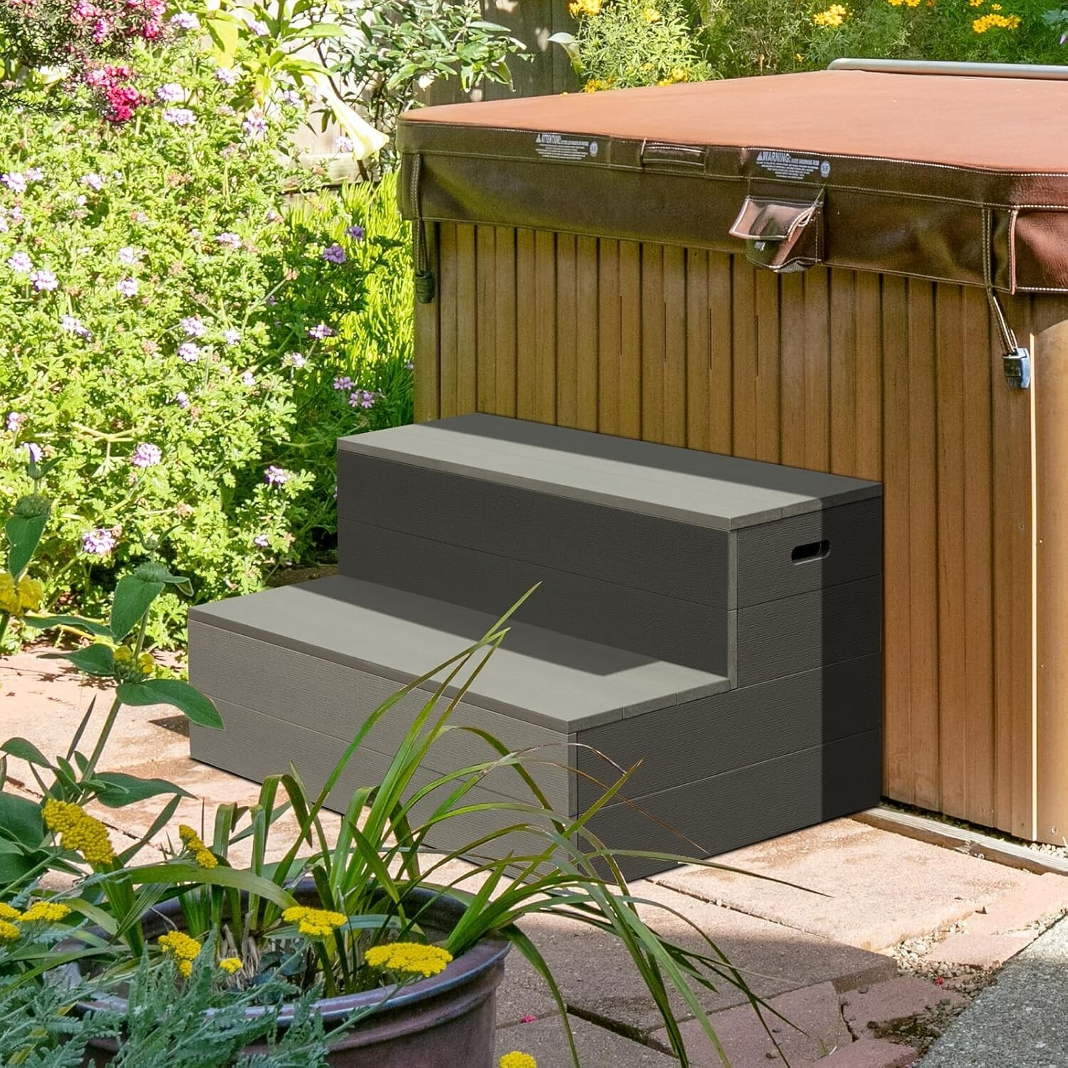 Domi Universal Spa & Hot Tub Step, Non-Slip Heavy Duty Aluminum Spa Steps(Grey)