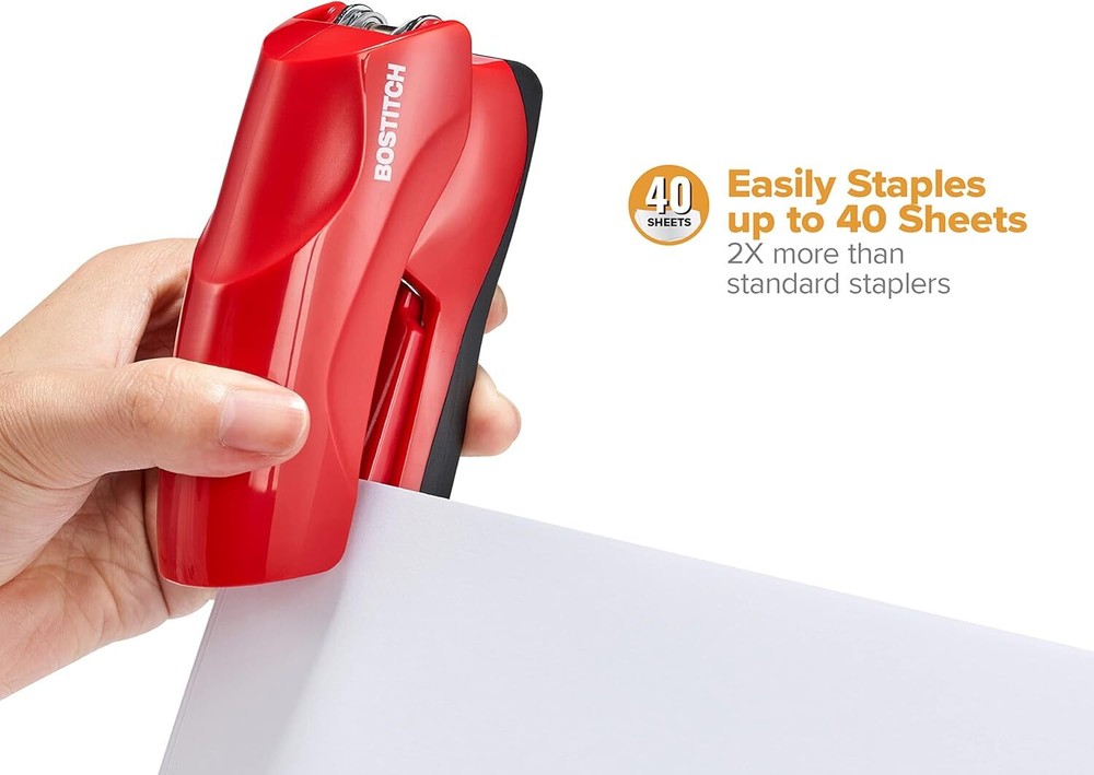 Bostitch Office Heavy Duty 40 Sheet Stapler with Red, Compact, Value Pack