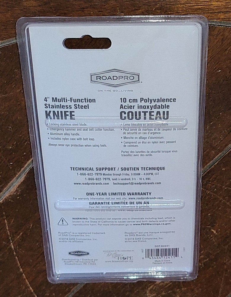 RoadPro 4" Multi-Function Stainless Steel Knife with Nylon Case #SST-60241