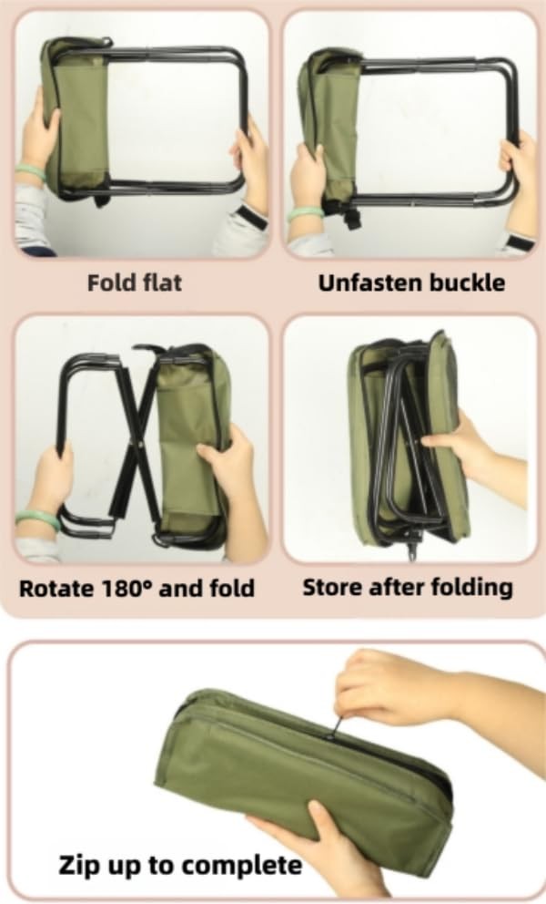 Portable Folding Camping Stool with Shoulder Strap, Suitable for Hiking, Fish...