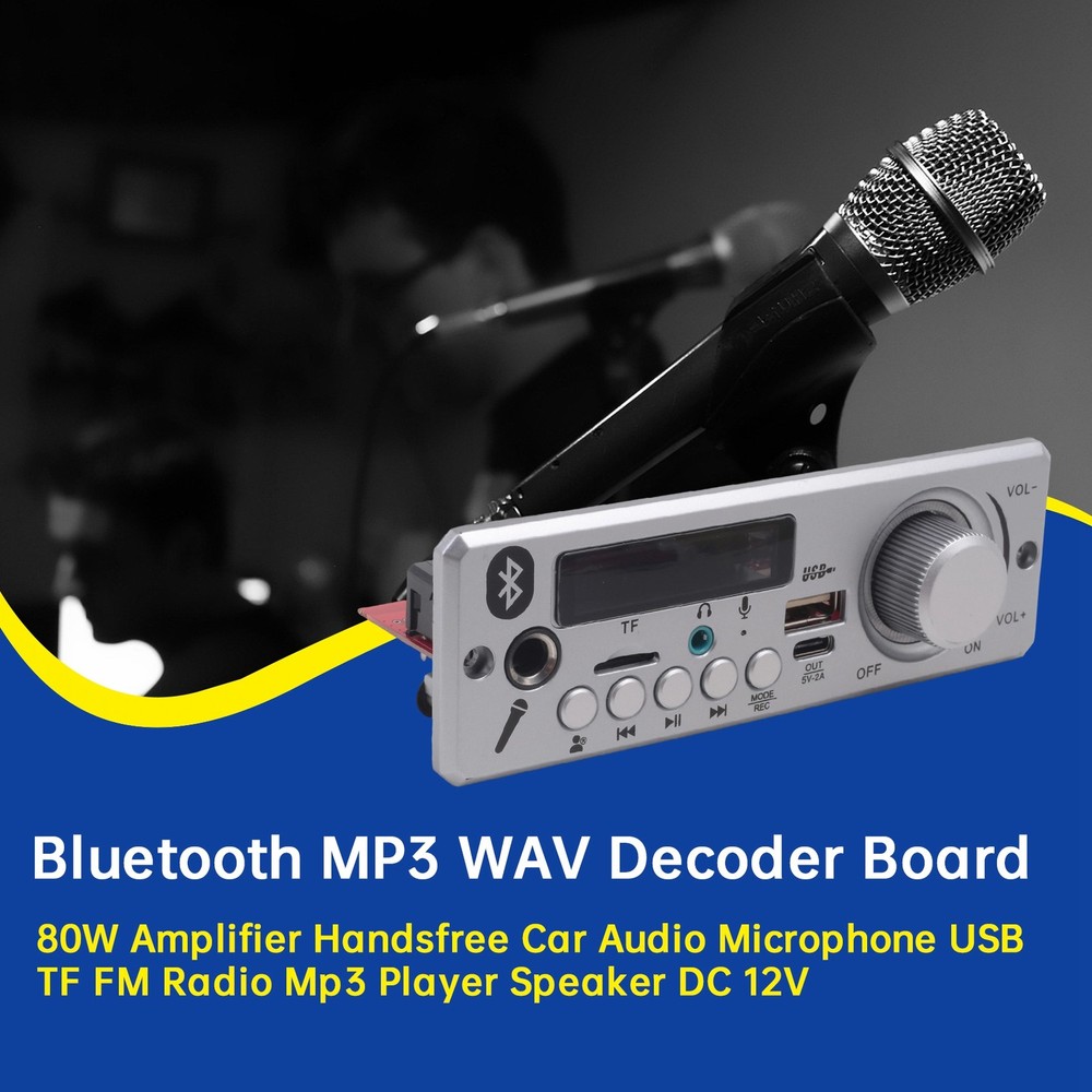 Bluetooth MP3 WAV Decoder Board 80W Amplifier Handsfree Car A6495