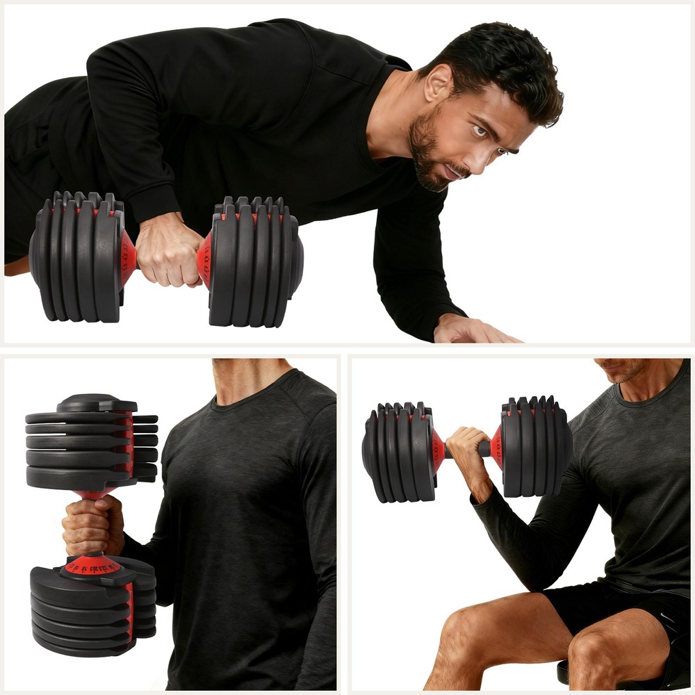 Single Adjustable Dumbbells, 5.5-52.5lbs Dumbbell Set with Quick-Select Weig