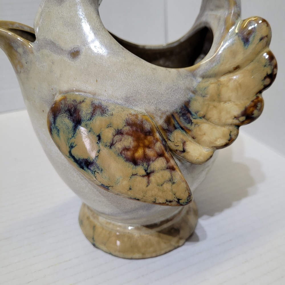 Ceramic Chicken Pitcher Glazed Handmade 9.5in