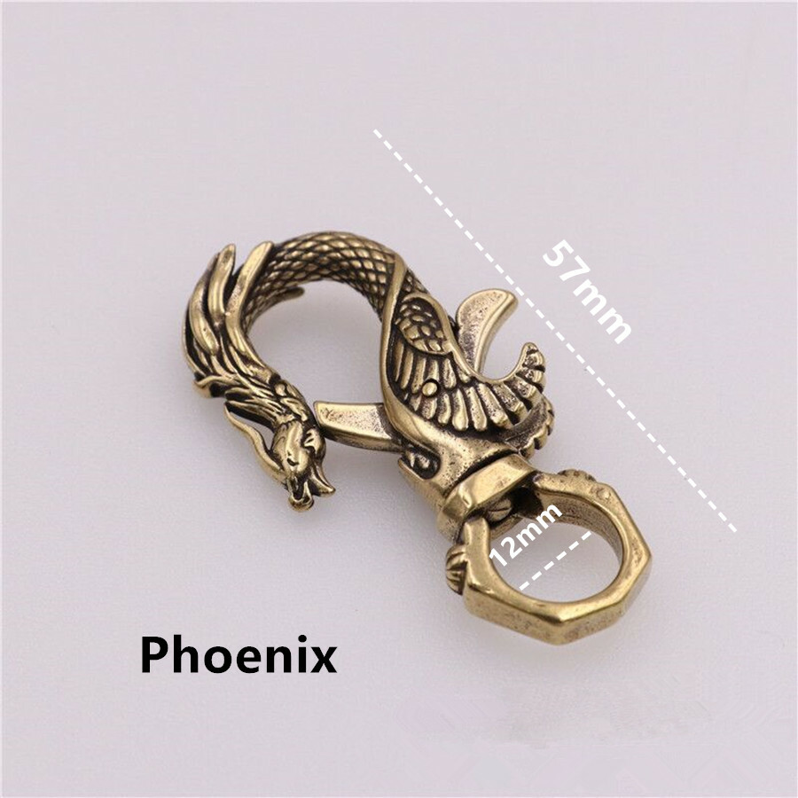 1pcs Brass Dragon/Phoenix Buckle Ring Rotating Wallet Hook Keychain Chain Opener