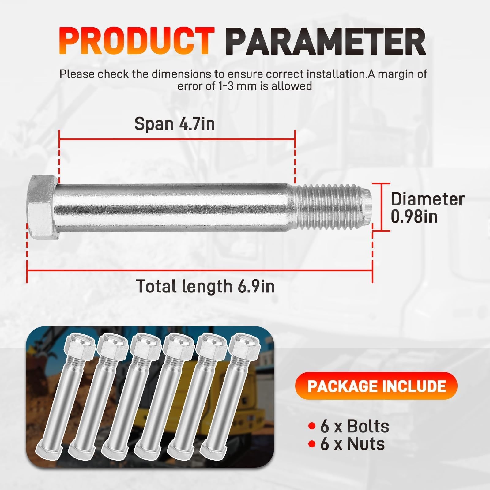 6Pcs 25mm Diamater Pins For Mini Excavator Connecting Linkage Pin Attachments