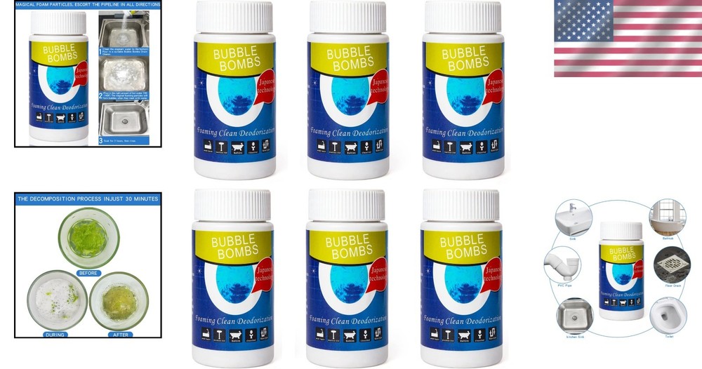 Magic 6 Pcs Drain Cleaner with Powerful Foaming Action for Quick Clog Relief