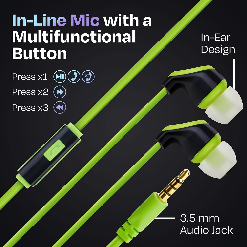 100x Multipack | Bulk Earbuds with Microphone, for Schools, Classroom, Librar...