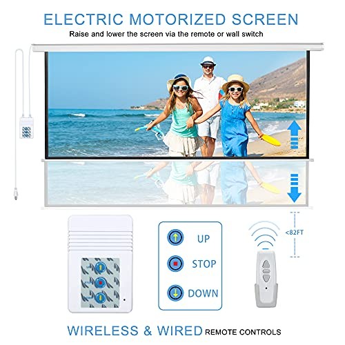 110" Motorized Projector Screen Electric Diagonal Automatic 110"(16:9) White