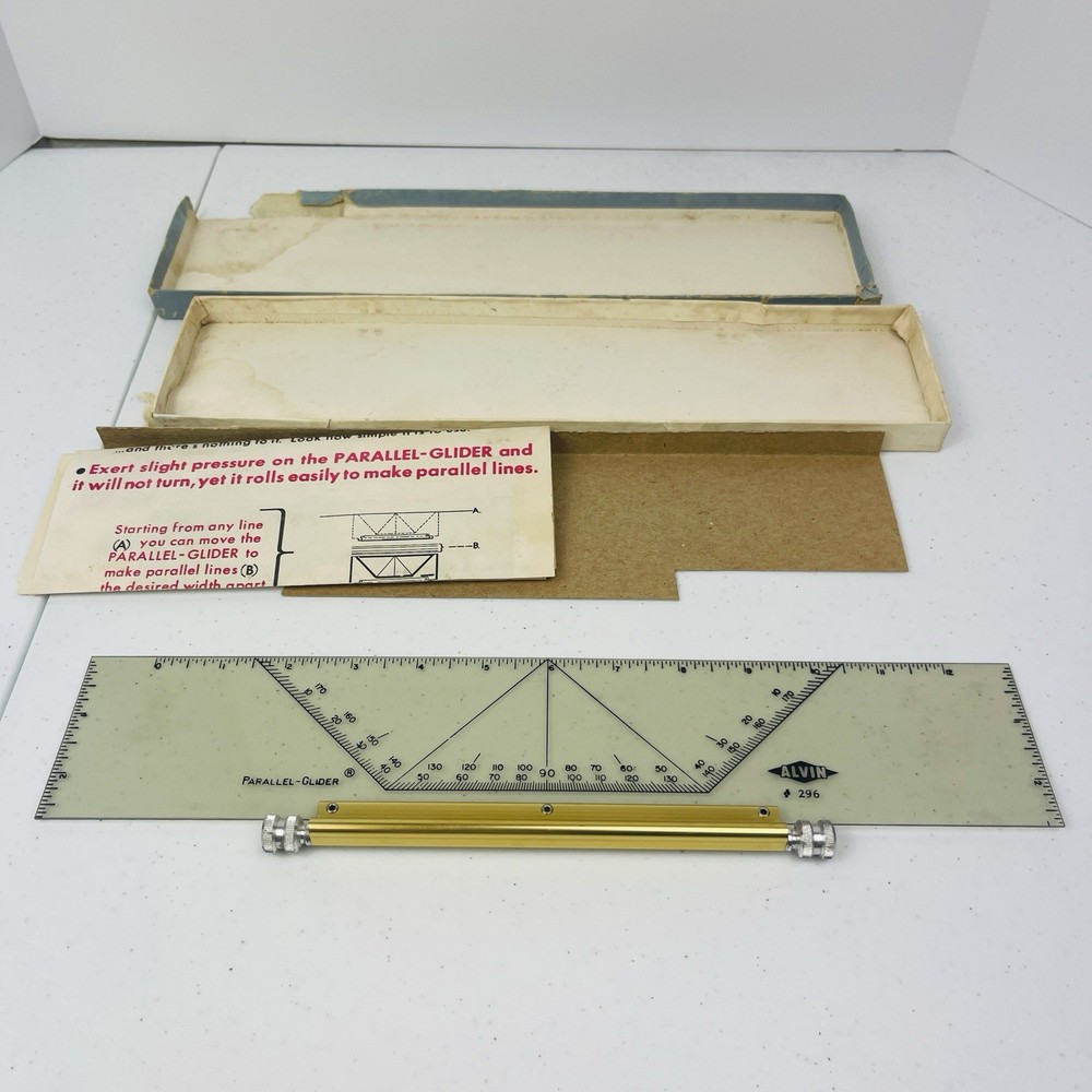 Vintage Alvin 295 Parallel Glider Drafting Tool w Original Box Instructions