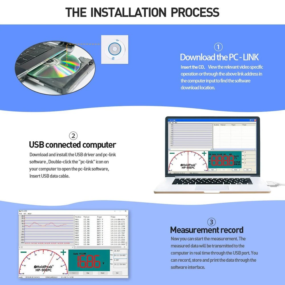 BTMETER BT-90EPC Digital Multimeter, Auto-Ranging AC/DC Volt Amp Ohm Temperat...