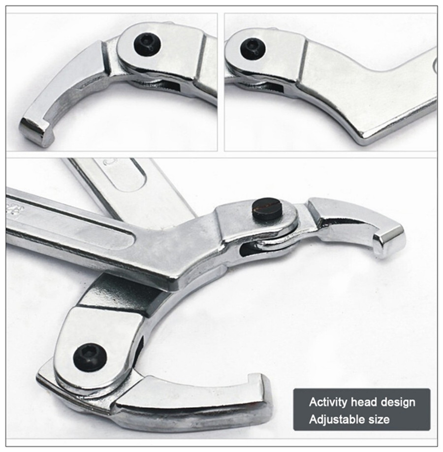 Adjustable Hook Wrench C Spanner Tool 19mm–51mm For Motorcycle Spring Bearing