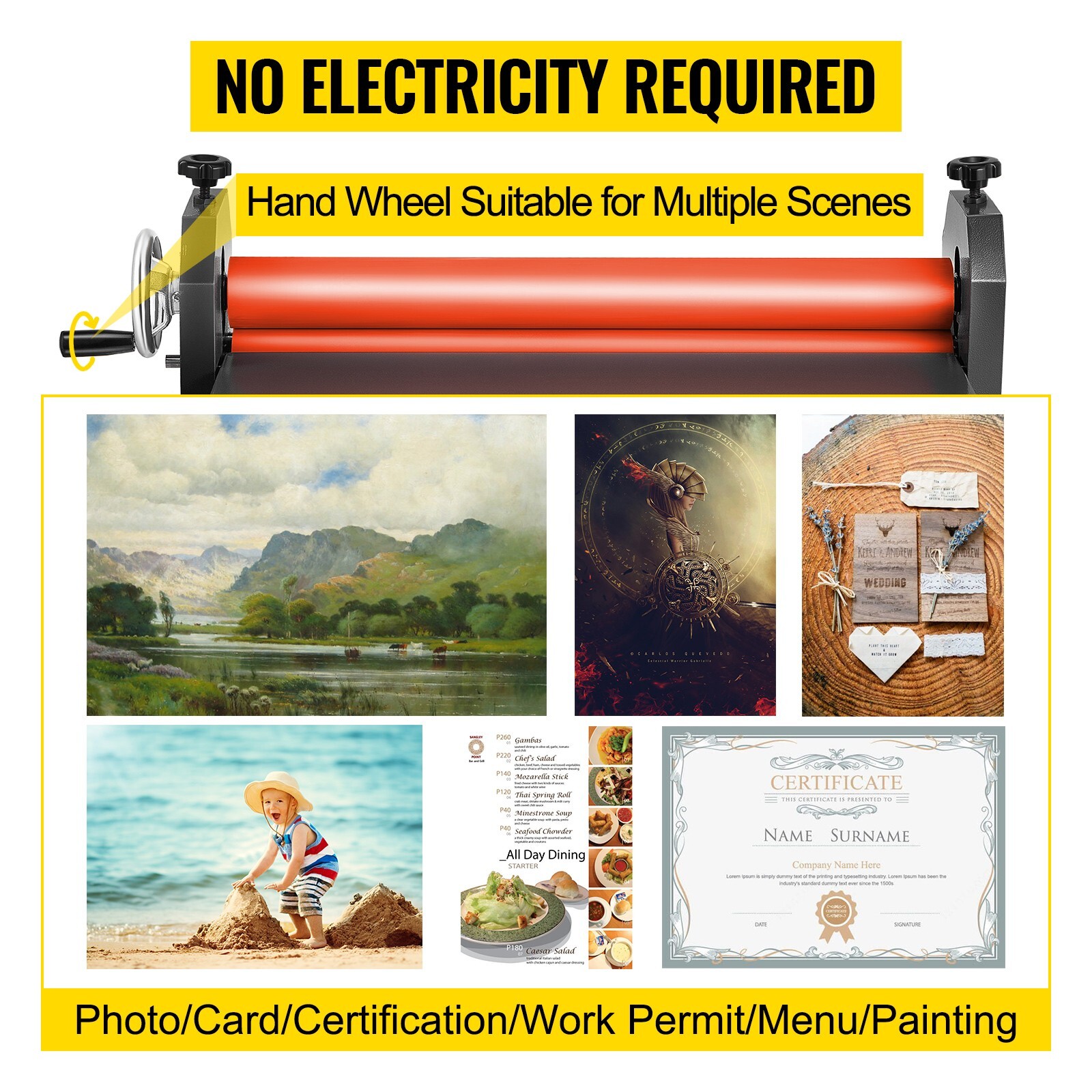 VEVOR Cold Film Laminator 51in Manual Laminating machine 1300mm Vinyl Photo Roll