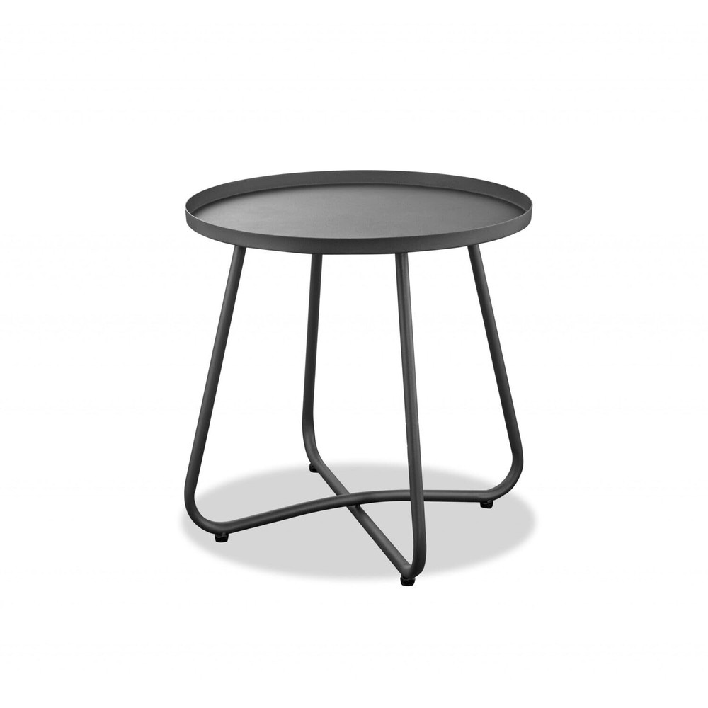 18 Gray Rounded Aluminum Outdoor Side Table
