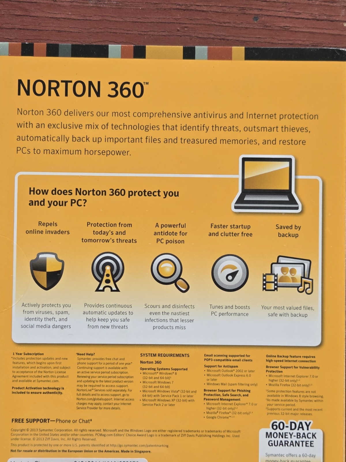 2013 Norton 360 by Symantec Windows 8 7 Vista & XP New Sealed CD Rom Code 3 PCs