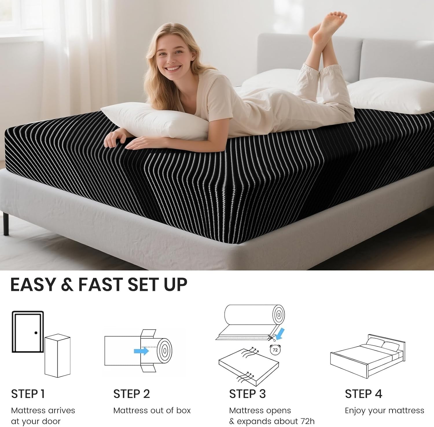 6" 8" 10" 12" 14" Cooling Gel Memory Foam Twin Full Queen King Mattress in a Box