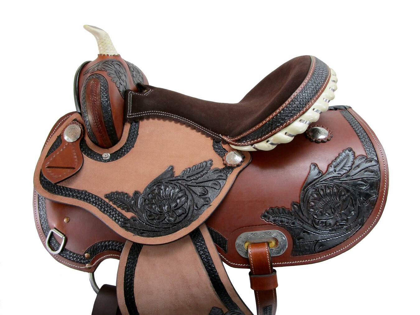 GAITED HORSE WESTERN SADDLE 16 15 PLEASURE TRAIL FLORAL TOOLED LEATHER TACK SET
