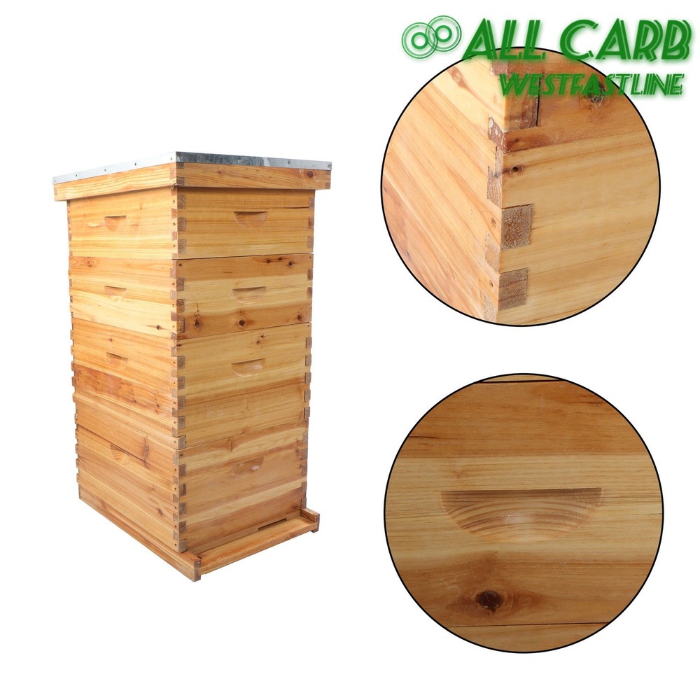 4 Layer 10 Frame Bee Hive Beeswax Coated Includes Beehive Frames and Foundations