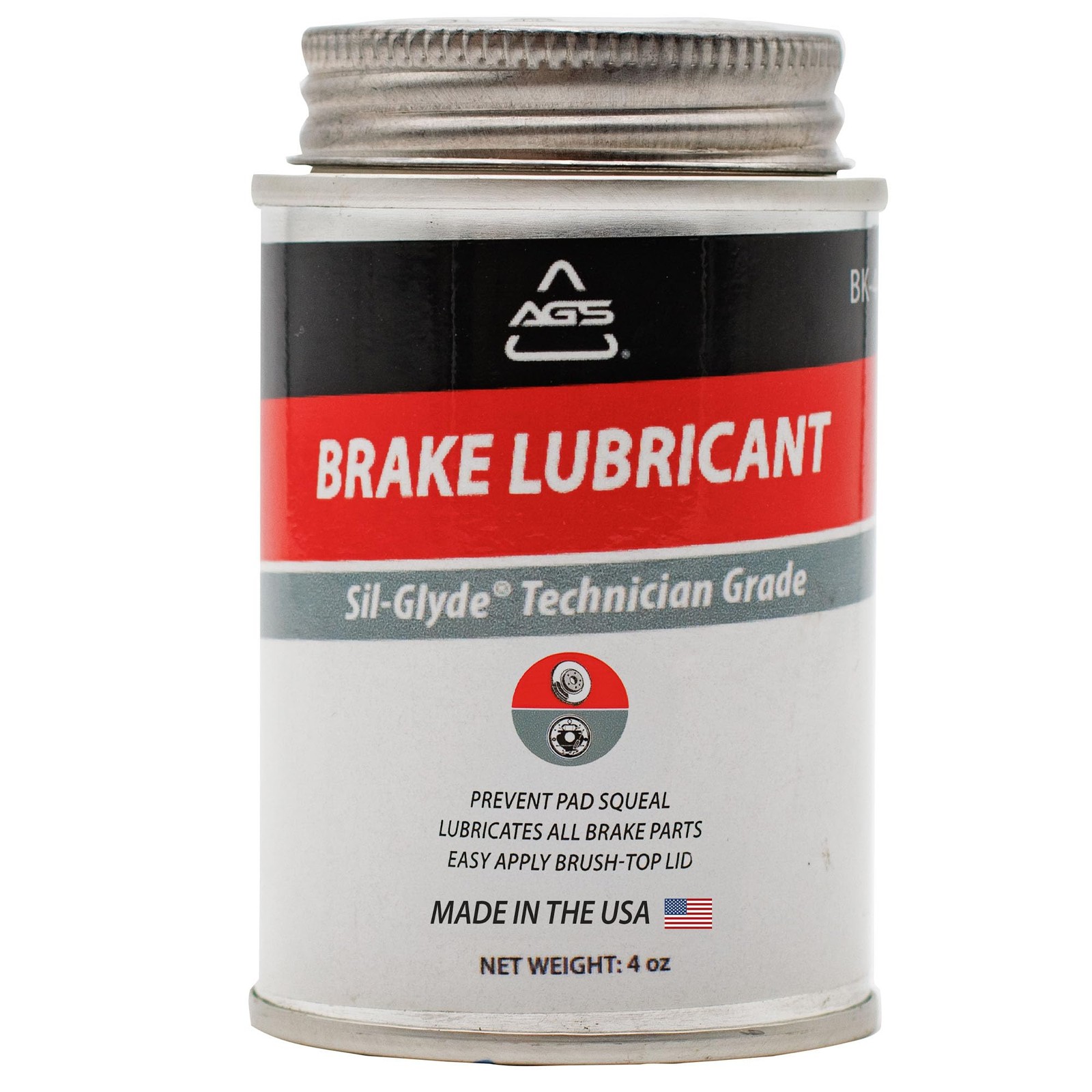 AGS Automotive Solutions 4oz Brush Top SIL-Glyde Silicone Brake Grease -