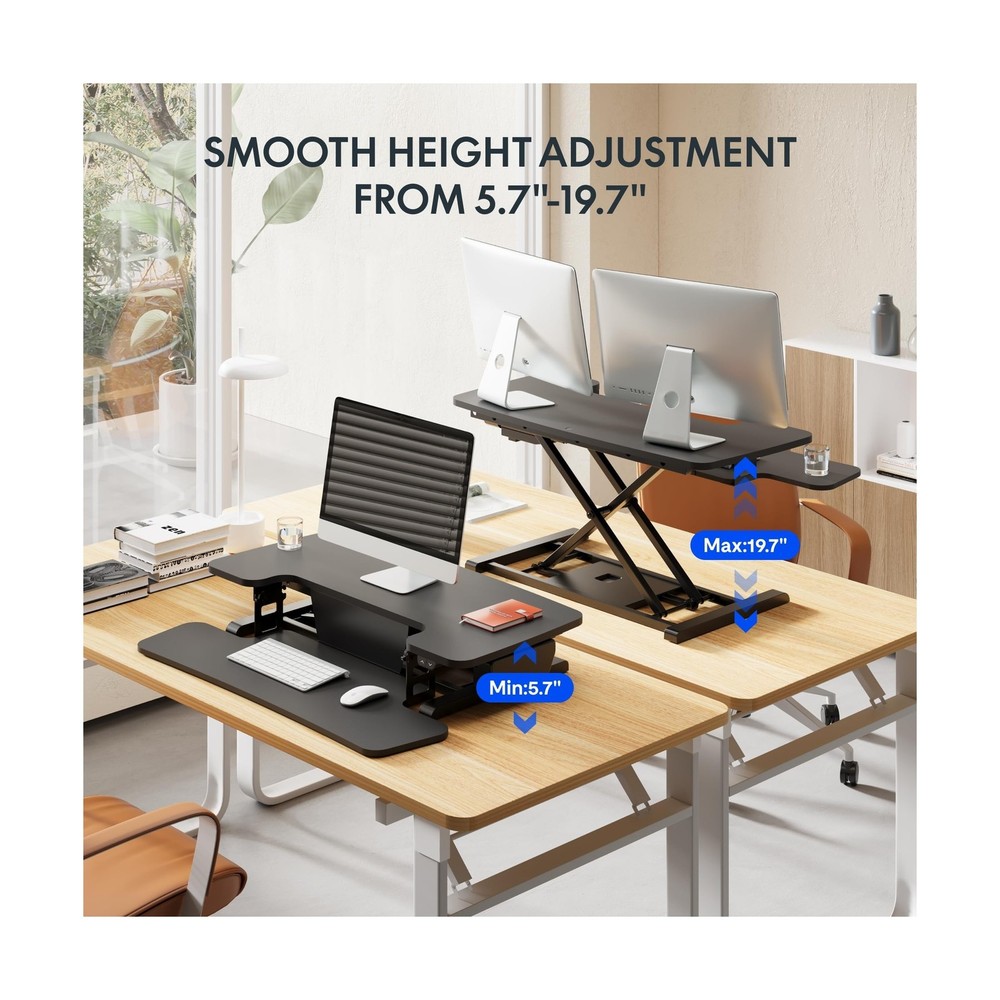 FLEXISPOT 40" Electric Standing Desk Converter, Height Adjustable Riser, Sit ...