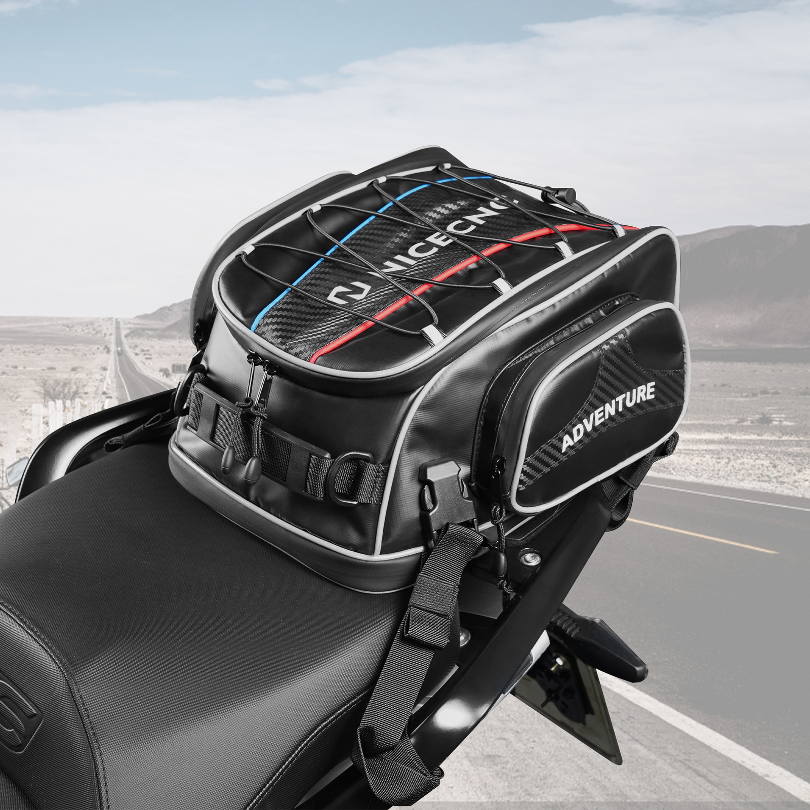 Motorcycle Tail Bag Seat Pack Travel Rear Luggage Rack Carry Bag Waterproof 15L