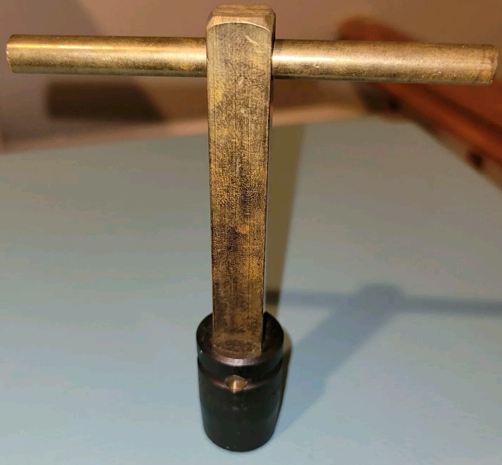 Vintage Profession Solid Brass T-Handle Socket Tool 9/16 number 7418 H.. Rare