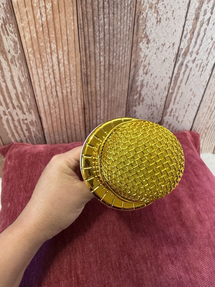 Gold Wireless Bluetooth Karaoke Microphone USB Charging Handheld with Controls