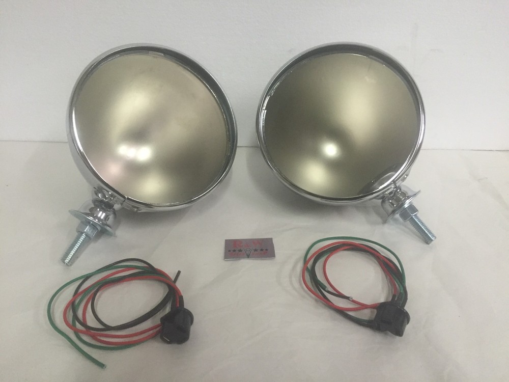 Pair Chrome Dietz 7" Headlight Buckets Assembly Wired for Hot Rods