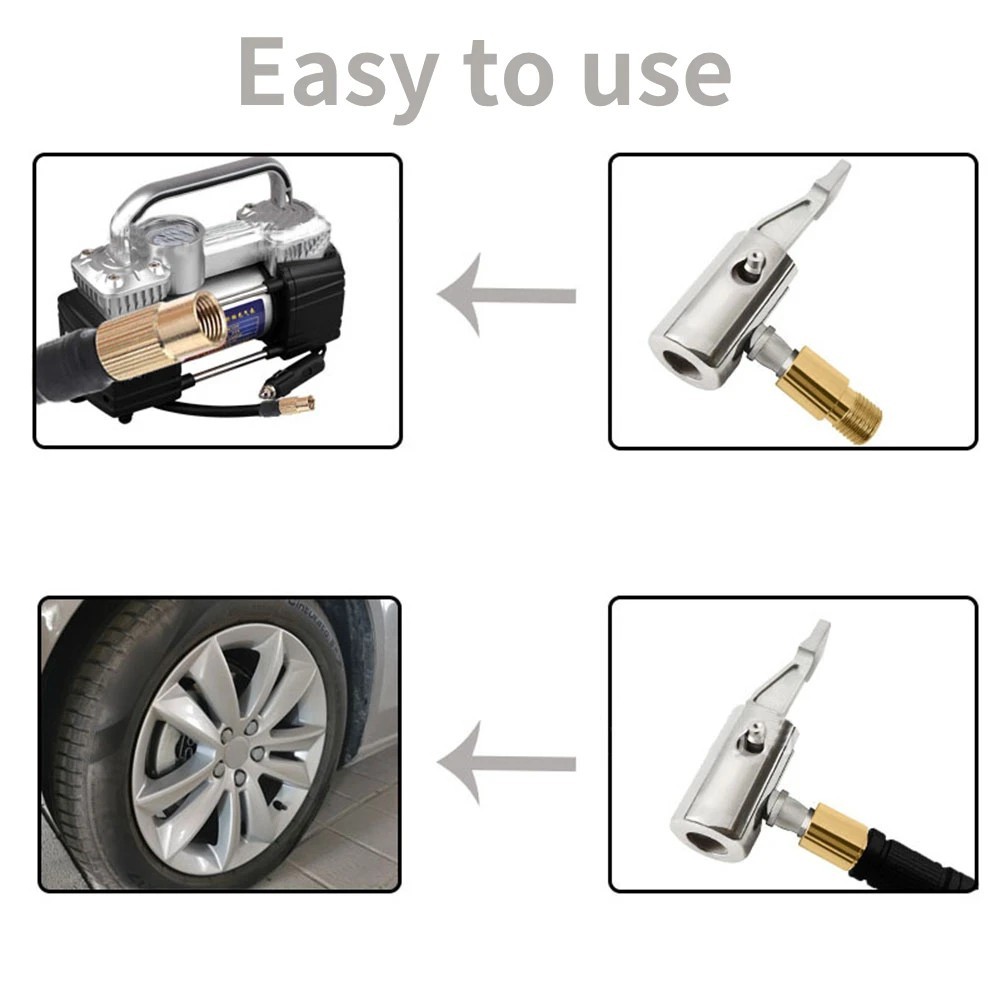 Car Air Inflator Pump Hose Nozzle Adapter Tire Chuck Valve Clip Connector