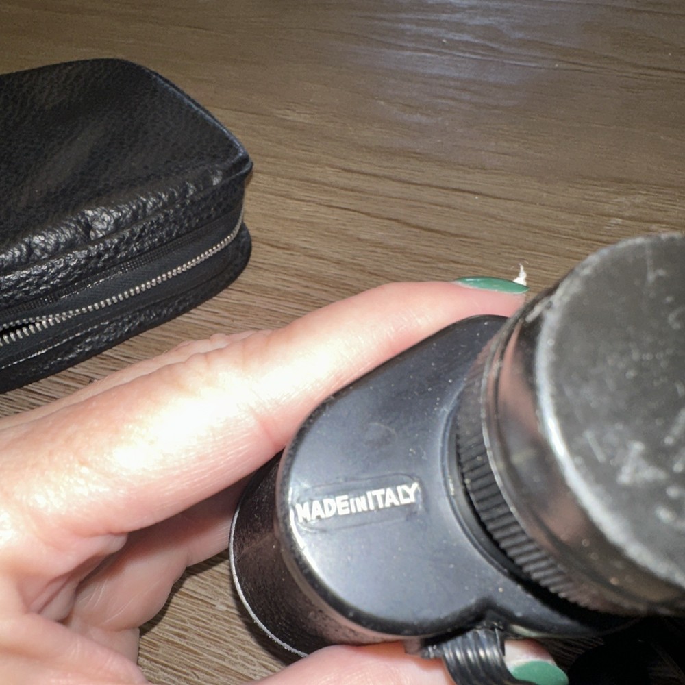 Interoptica Black Compact Size Panoramic Non Prismatic Binoculars w/ Case Italy