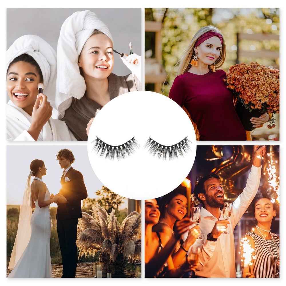 S01 False Eyelashes for Makeup Black 10 Pair