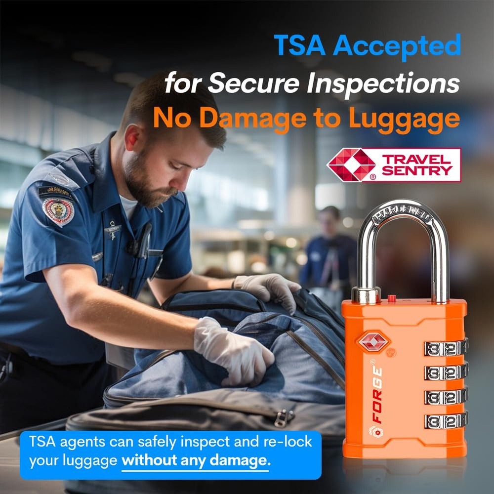 FORGE 4-Digit TSA Approved Travel Locks – TSA008 Key System, Key Du... Fas