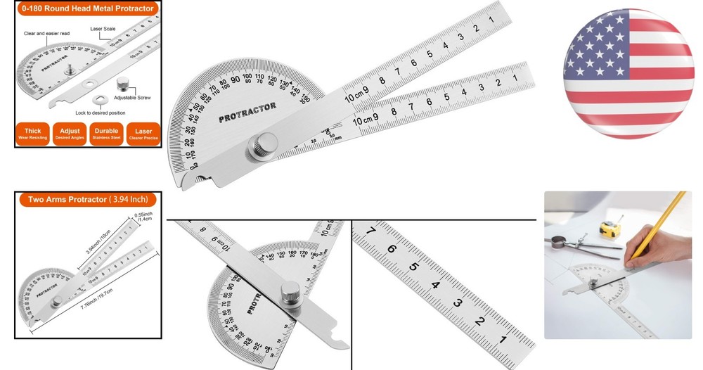 Precision Stainless Steel Angle Finder Protractor Ruler - 10 cm Compact Design