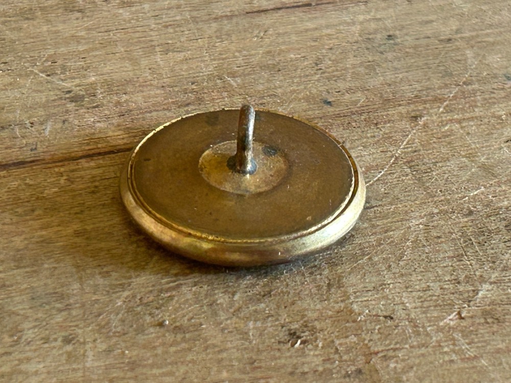 Fancy Monogram Button Brass Tone 1-1/8" Mystery Unknown Unbranded Vintage Help