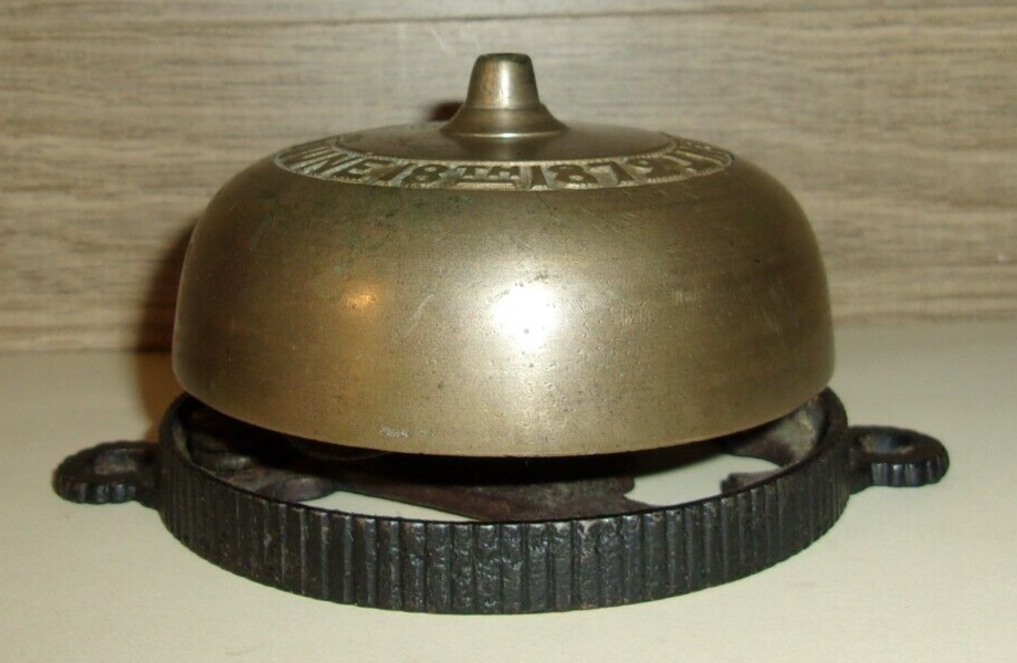 ANTIQUE CONNELL'S MECHANICAL DOORBELL PAT. 1872 SOLID BRASS Missing Hand Crank