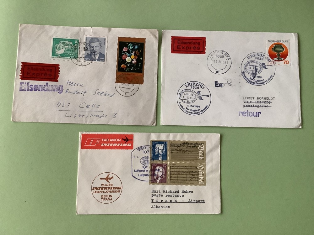 Germany Bahnpost & interflung  3 postal items   Ref A703